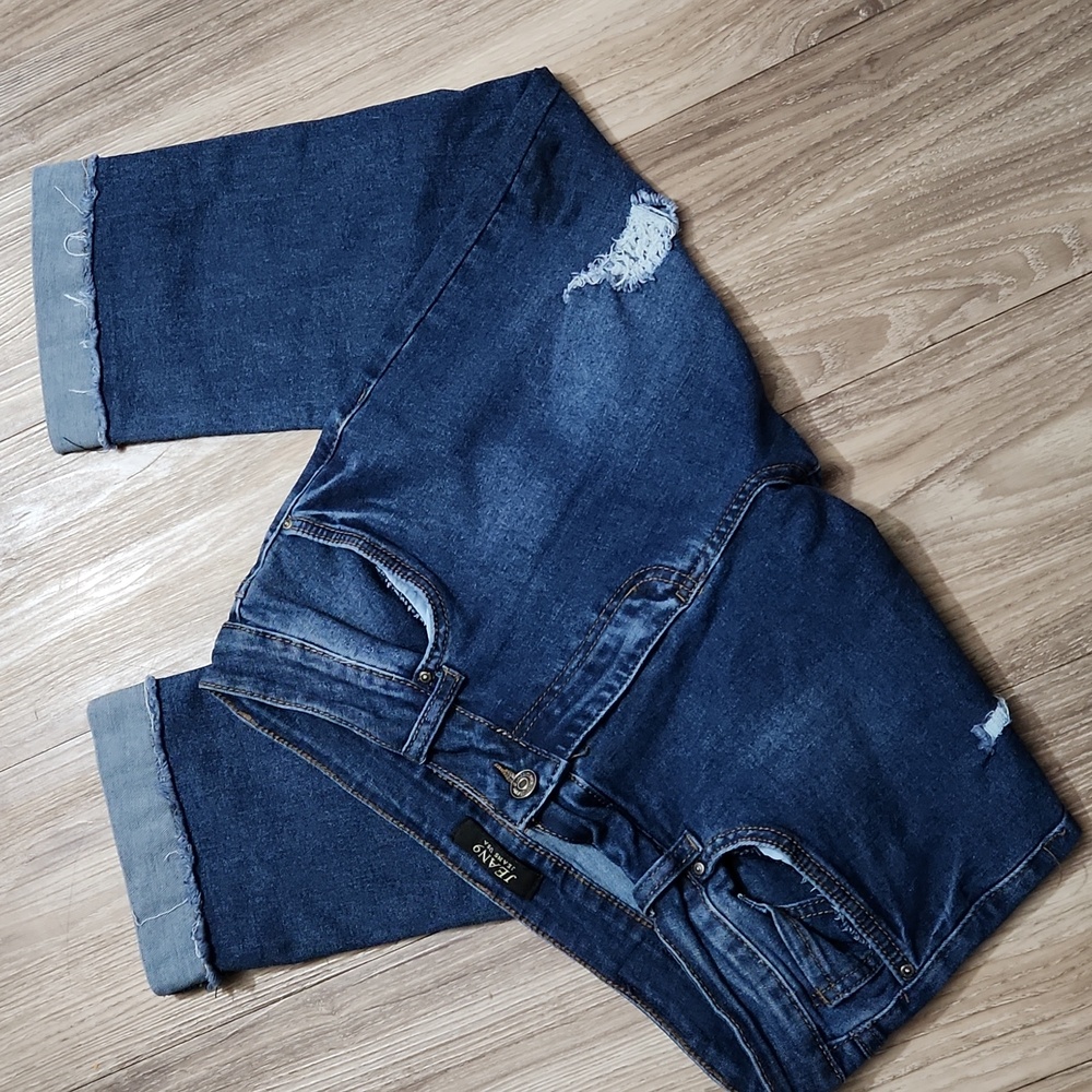 Juniors 13 High-Rise Stretch Distressed Cropped Capri Blue Jeans JEAN 9
